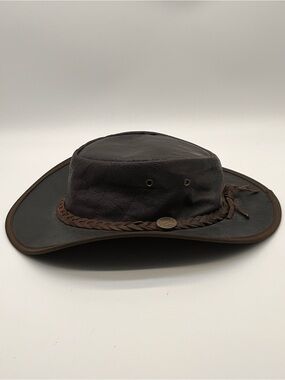 Barmah Sundowner Kangaroo Leather Squashy Hat XXL Foldable Headband Logo Metal